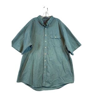 Arrow Classic Authentic Mens 3XLT Short Sleeve Button Down Shirt Teal Cotton